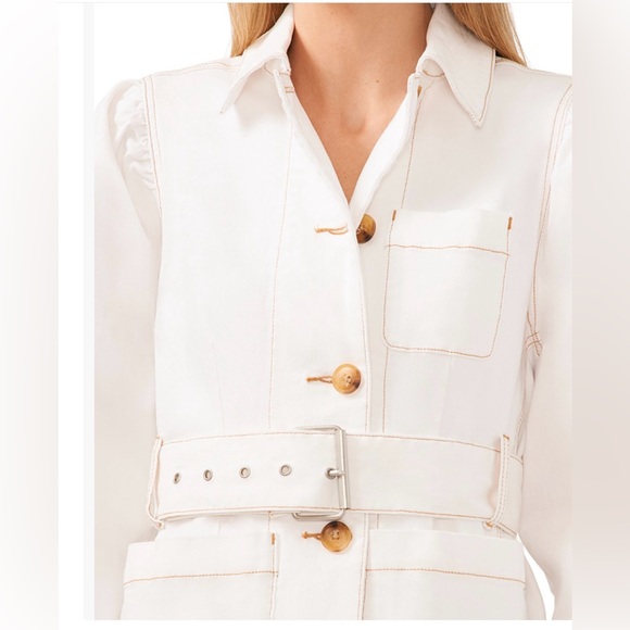NWOT CeCe belted white denim jacket. Size L. - Picture 3 of 3